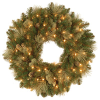 24 in. Pre-Lit Carolina Pine Wreath with Clear Lights - National Tree Company