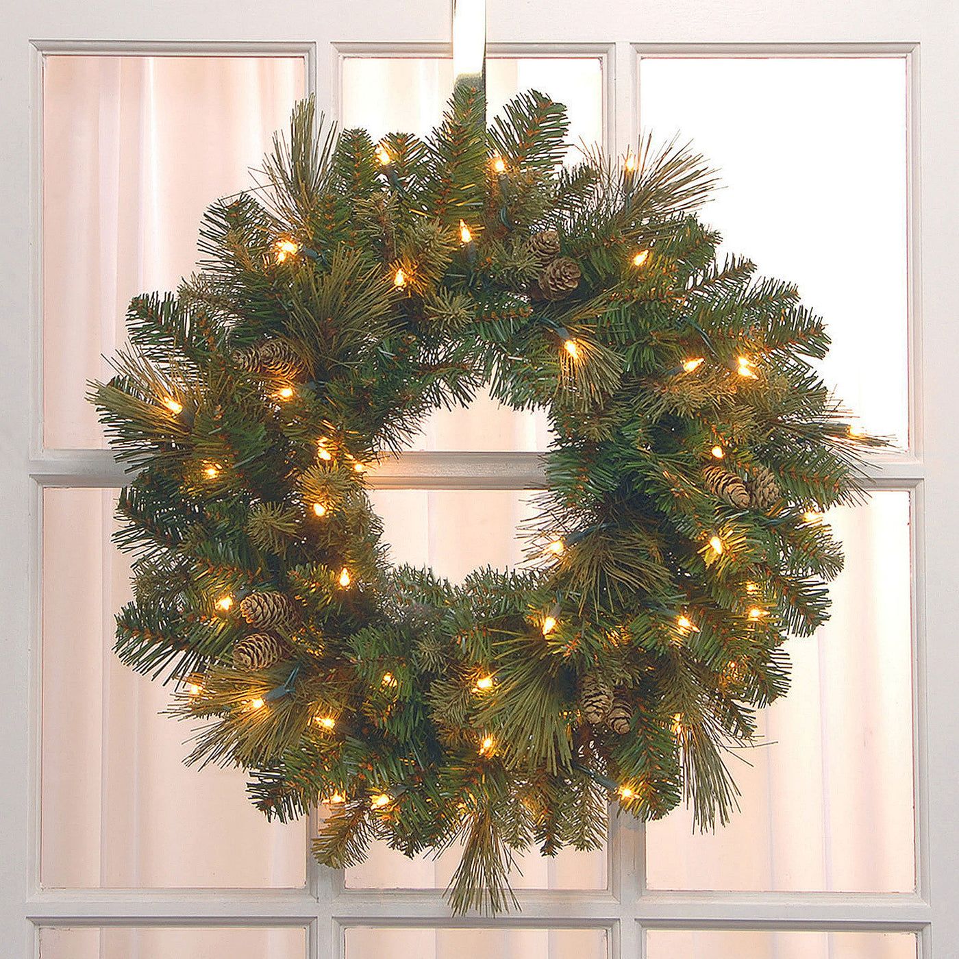 24 in. Pre-Lit Carolina Pine Wreath with Clear Lights - National Tree Company