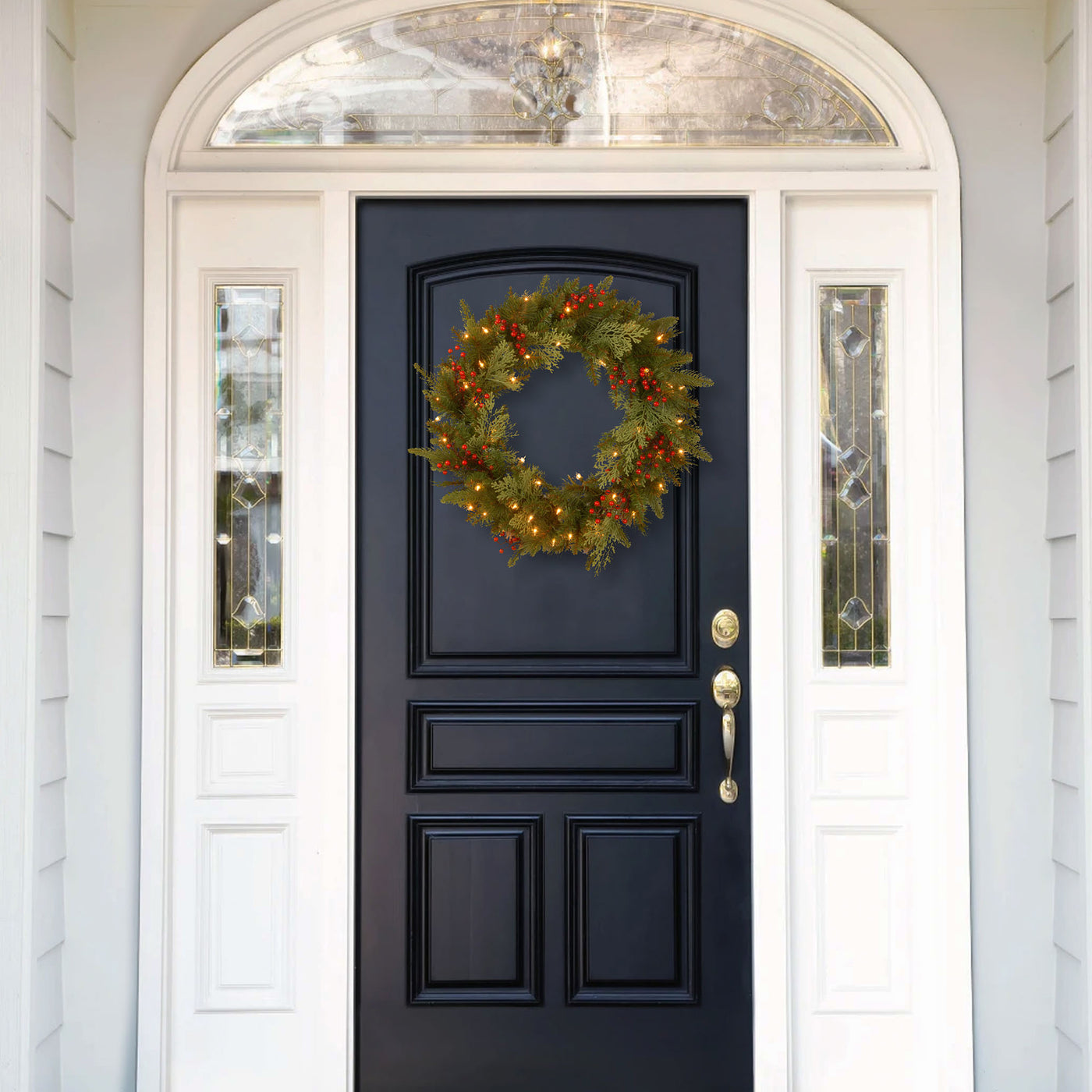 24 in. Pre-Lit Classical Collection Wreath with Warm White LED Lights - National Tree Company