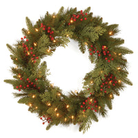 24 in. Pre-Lit Classical Collection Wreath with Warm White LED Lights - National Tree Company