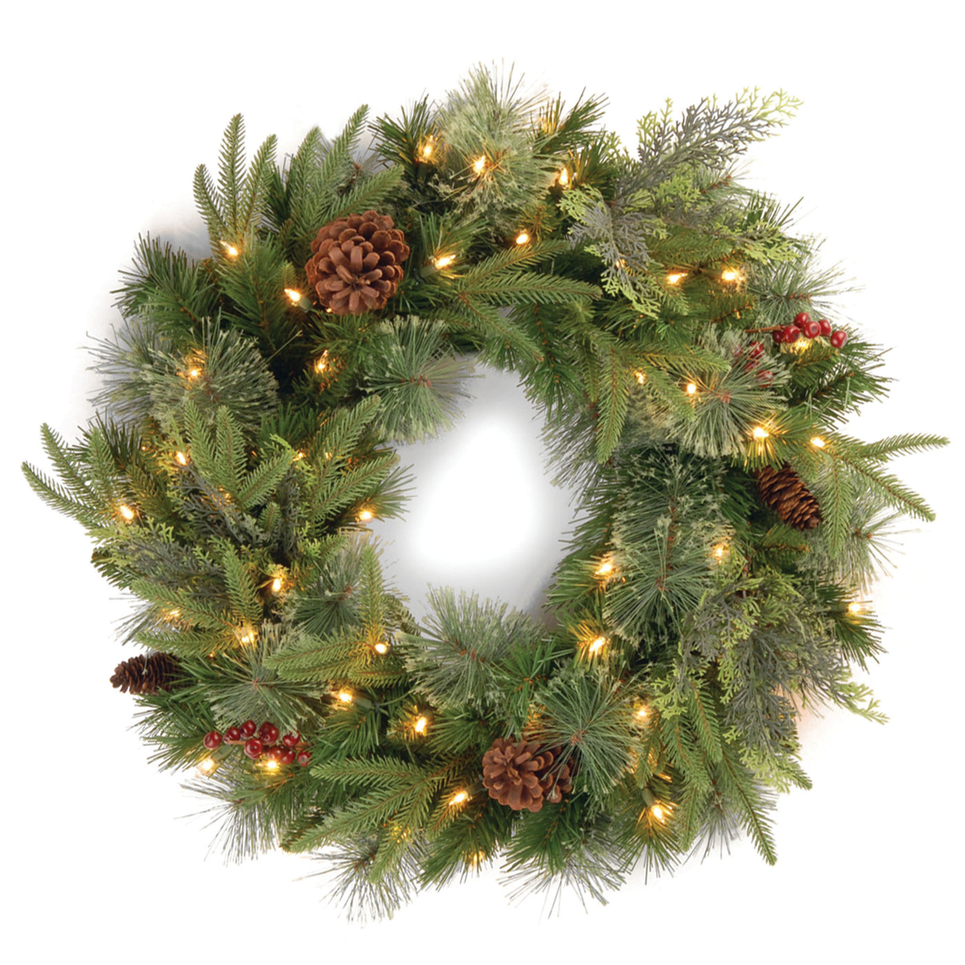 30 in. Pre-Lit Colonial Fir Wreath with Clear Lights - National Tree Company