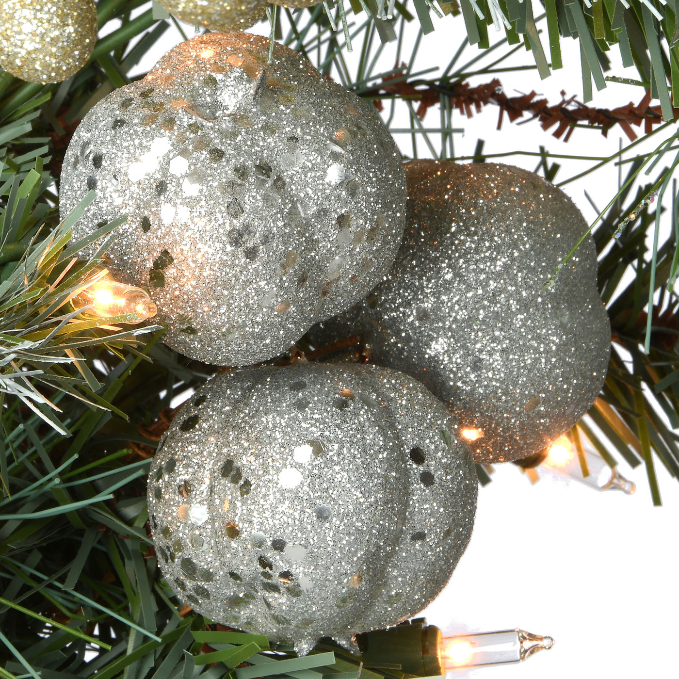 30 in. Pre-Lit Glittery Pomegranate Pine Wreath with LED Lights - National Tree Company