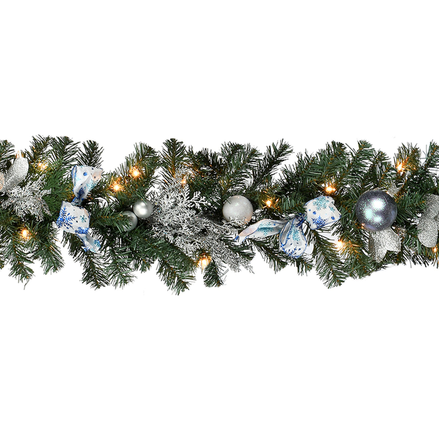 9 ft. Pre-Lit Decorative Collection Ornament Garland with Clear Lights - National Tree Company