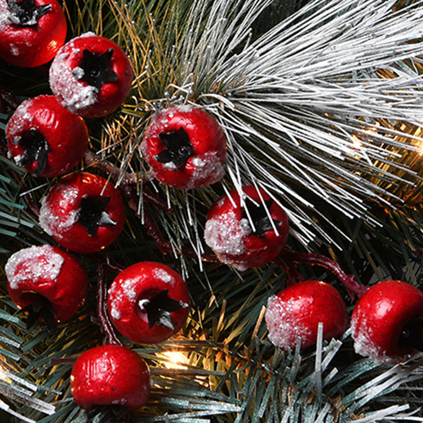 9 ft. Pre-Lit Snowy Glacier Pine Garland with Clear Lights - National Tree Company