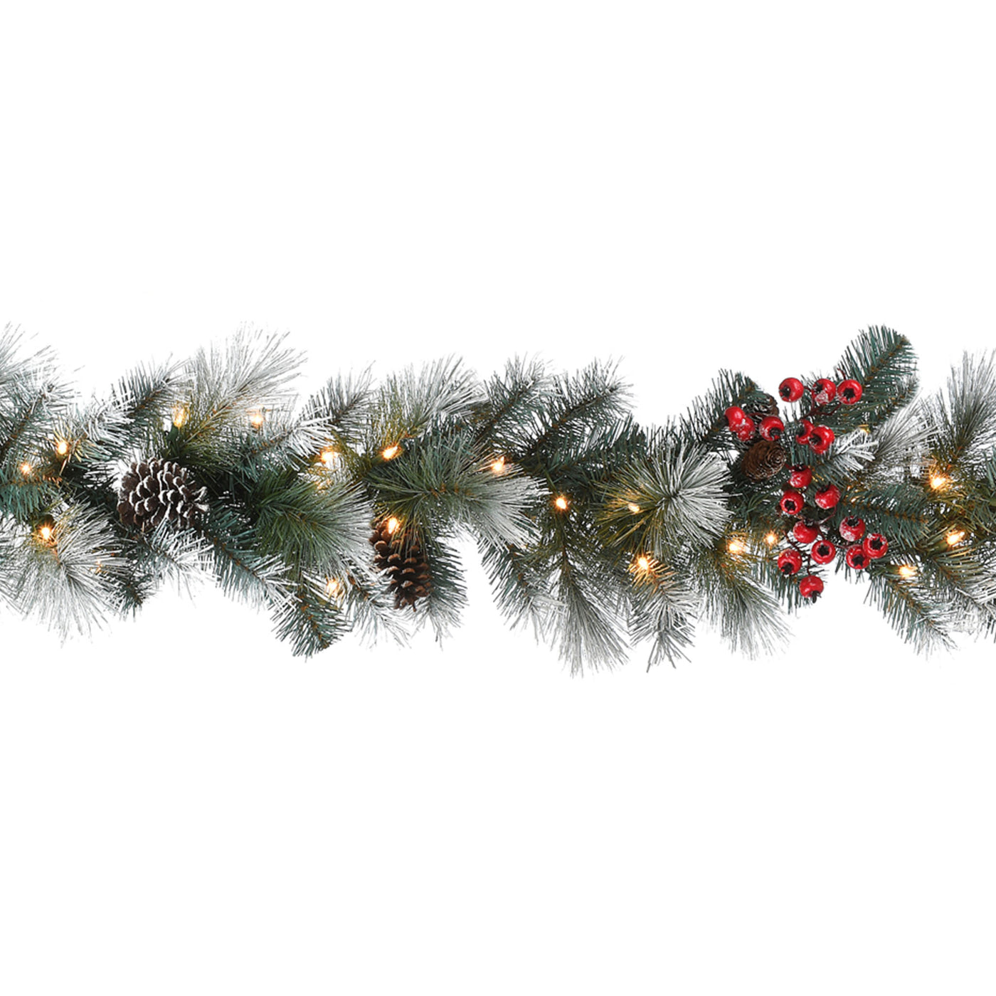 9 ft. Pre-Lit Snowy Glacier Pine Garland with Clear Lights - National Tree Company