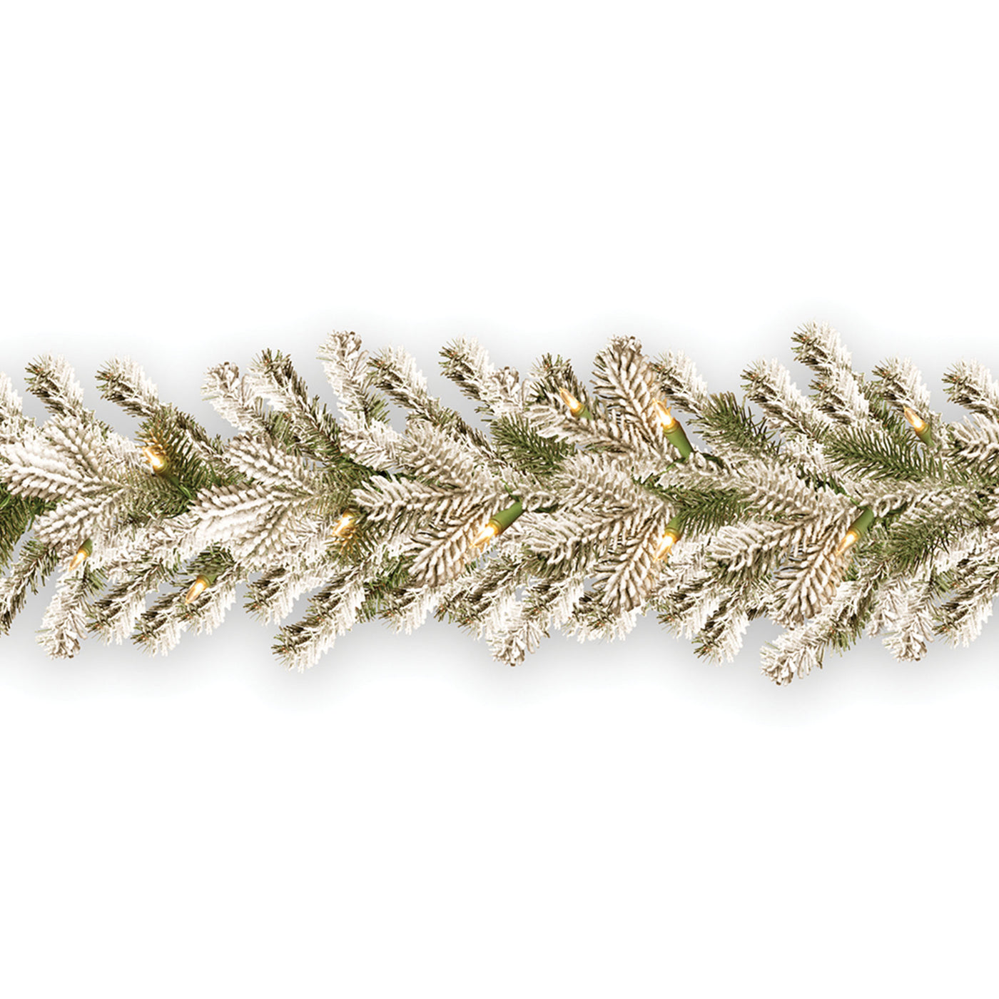 9 ft. Pre-Lit Snowy Sheffield Spruce Garland with Clear Lights - National Tree Company