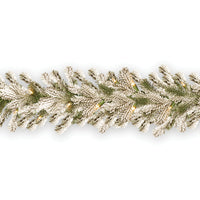 9 ft. Pre-Lit Snowy Sheffield Spruce Garland with Clear Lights - National Tree Company