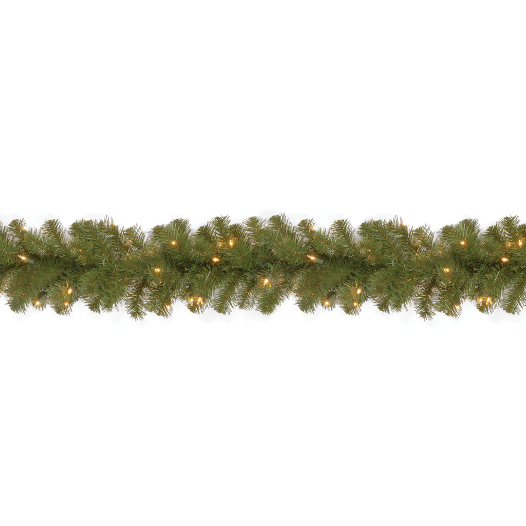 National Tree Company Pre-Lit Artificial Christmas Garland, Green, North Valley Spruce, White Lights, Plug In, Christmas Collection, 9 Feet