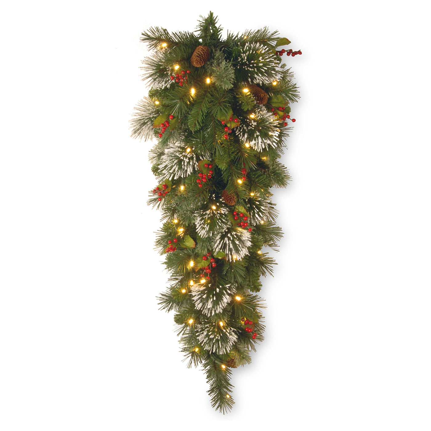 48 in. Pre-Lit Wintry Pine Teardrop with Warm White LED Lights - National Tree Company
