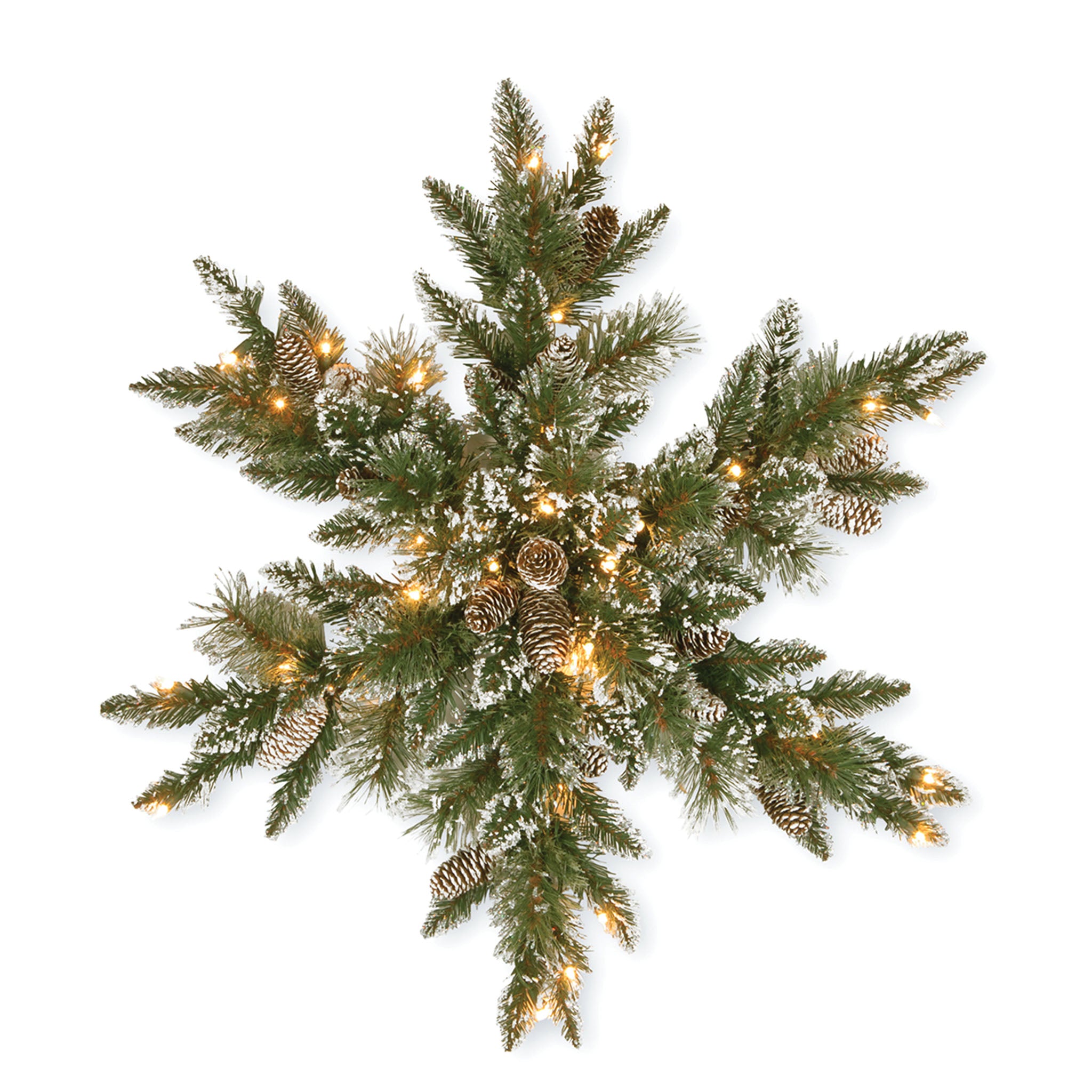 Pre-Lit Artificial Christmas Star Wreath, Green, Glittery Bristle