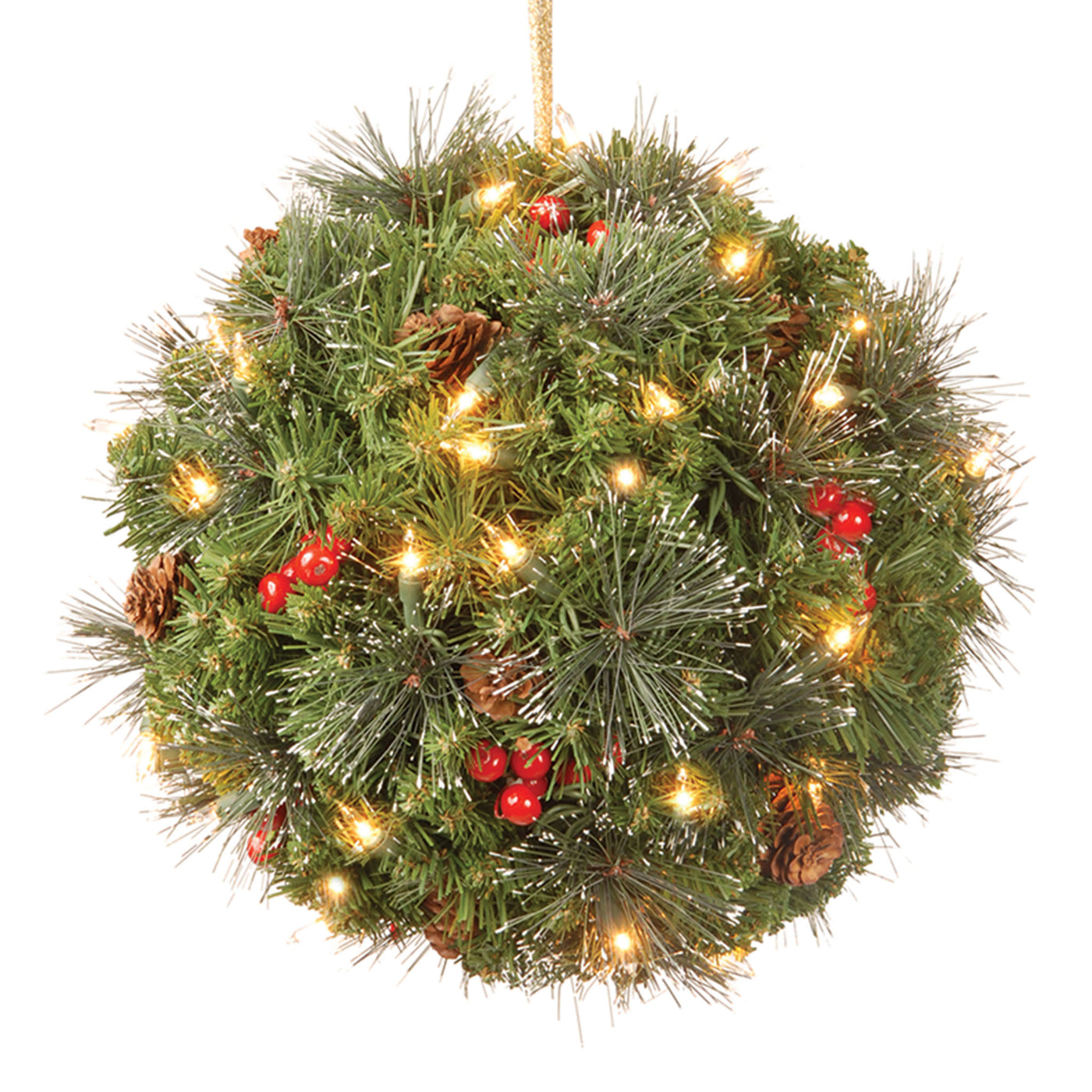 12 in. Pre-Lit Crestwood Spruce Kissing Ball with Warm White LED Lights - National Tree Company