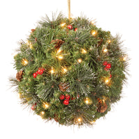 12 in. Pre-Lit Crestwood Spruce Kissing Ball with Warm White LED Lights - National Tree Company