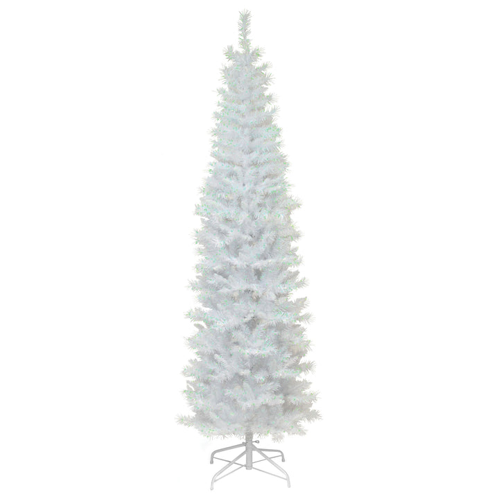 Artificial Christmas Tree, White Tinsel, Includes Stand, 6 feet