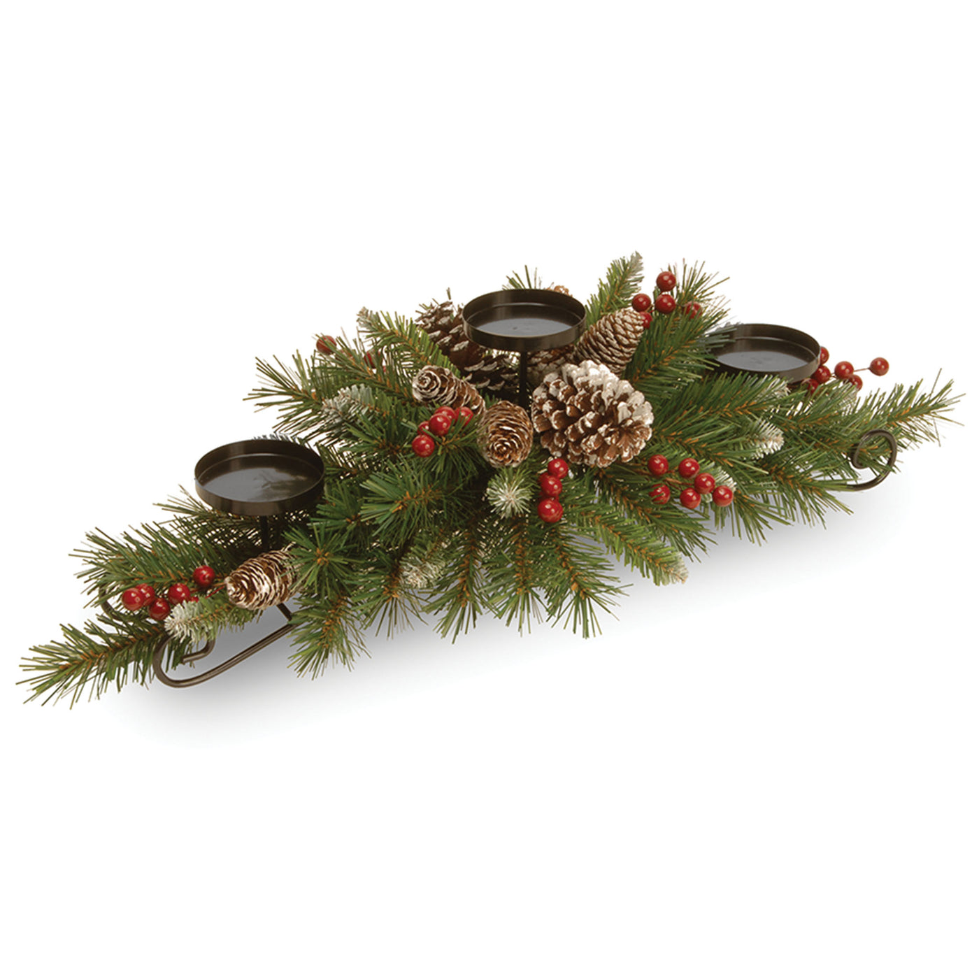 30 in. Frosted Berry Frosted Berry Centerpiece and Candle Holder - National Tree Company