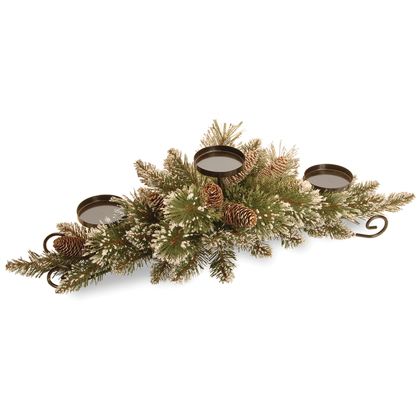 30 in. Glittery Bristle Pine Centerpiece and Candle Holder - National Tree Company