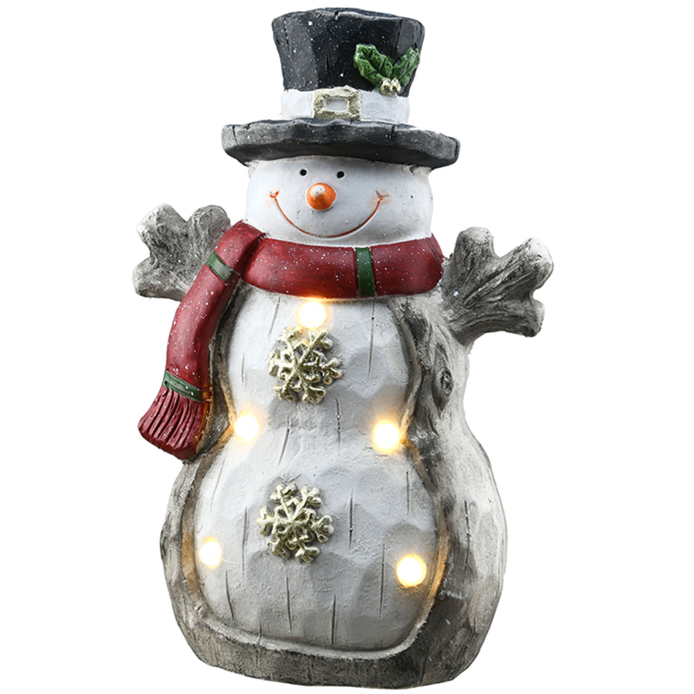 17 in. Snowman with Red Scarf, Black Hat & LED Lights - National Tree Company
