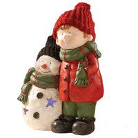 15 in. Lighted Boy & Snowman Decor - National Tree Company