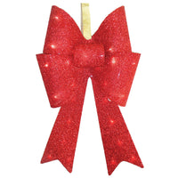 20 in. Pre-Lit Red Fabric Bow with Battery Operated LED Lights - National Tree Company