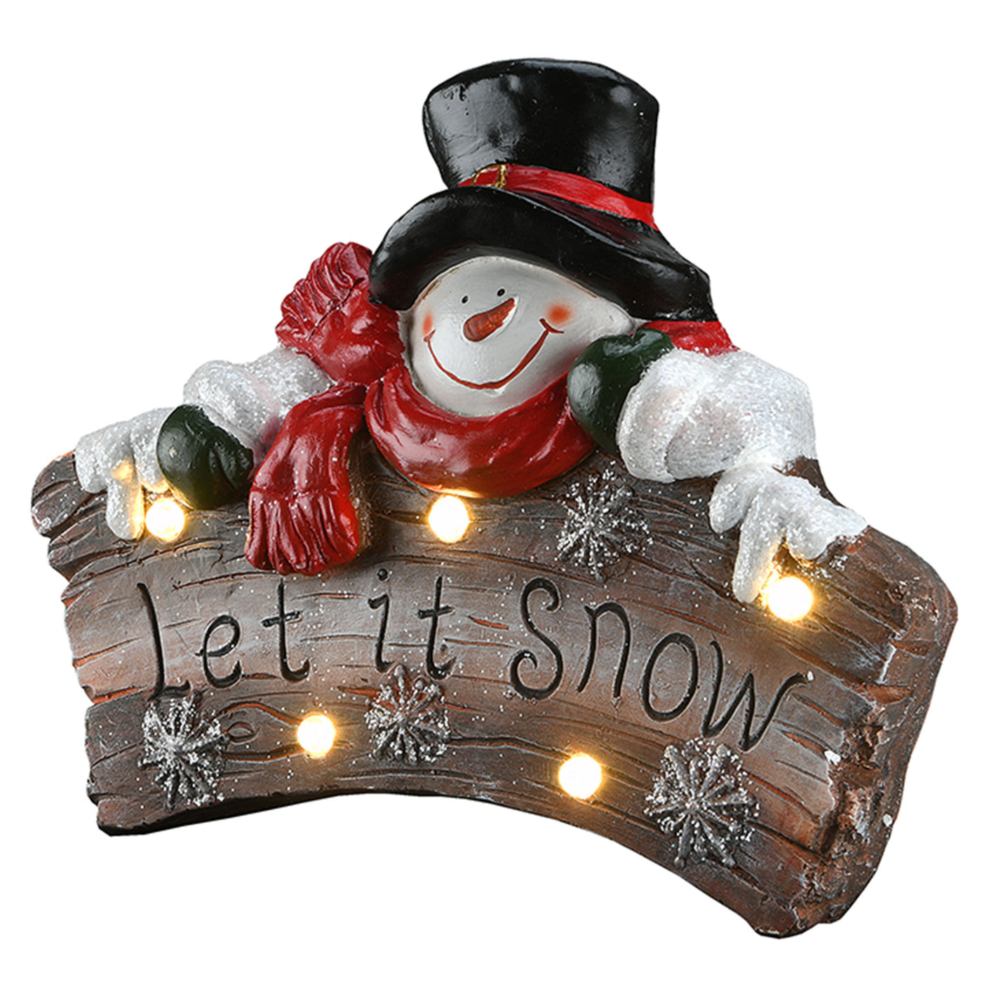 13 in. Snowman Holding Sign with Lights and Music - National Tree Company