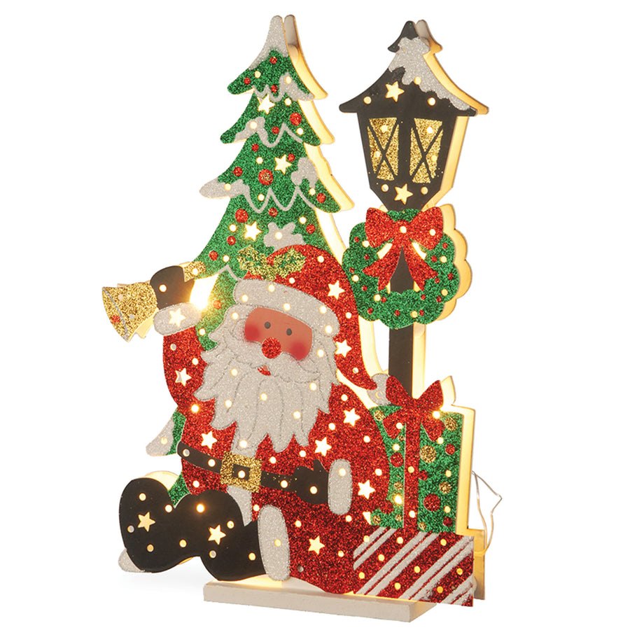 17.5 in. Pre-Lit Wooden Santa Scene - National Tree Company