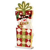17 in. Pre-Lit Wooden Gift Box Snowman - National Tree Company