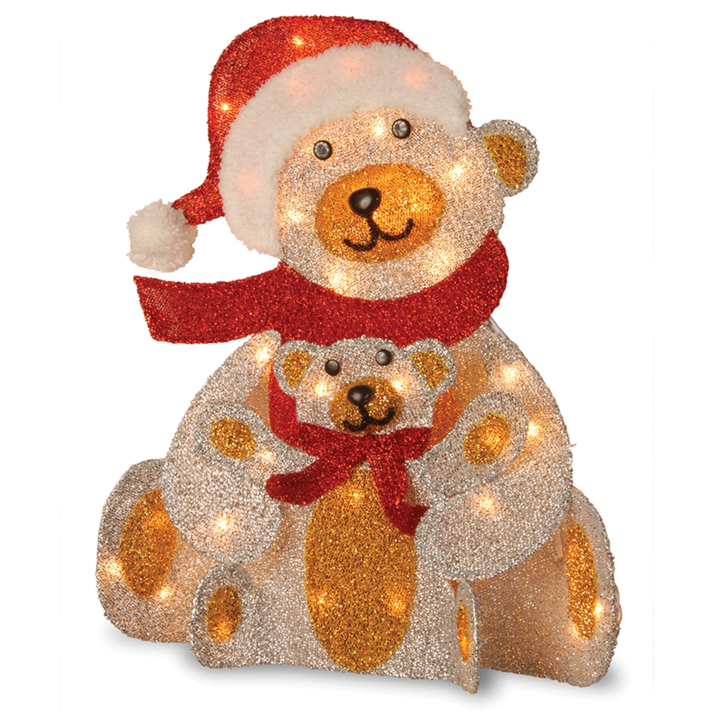 24 in. Sliver Fabric Bear with Lights - National Tree Company