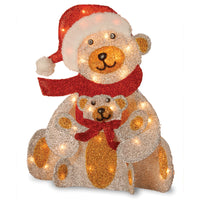 24 in. Sliver Fabric Bear with Lights - National Tree Company