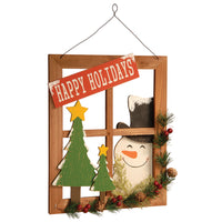 15 in. Window with Snowman Home Wall Hanging Decoration - National Tree Company